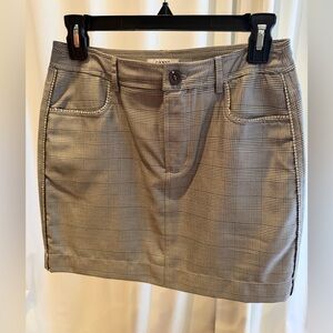 Ganni Gray plaid and crystal mini Skirt